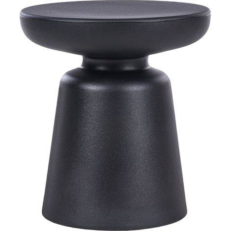 Table d'Appoint Ronde en Synthétique pour l'Intérieur et l'Extérieur Résistante à la Rouille et à l'Eau ø 31 cm Noire Tofet (1/5)