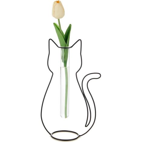 Vase Silhouette Couleur Noir Vase décoratif en Forme de Chat Métal/Verre (1/5)