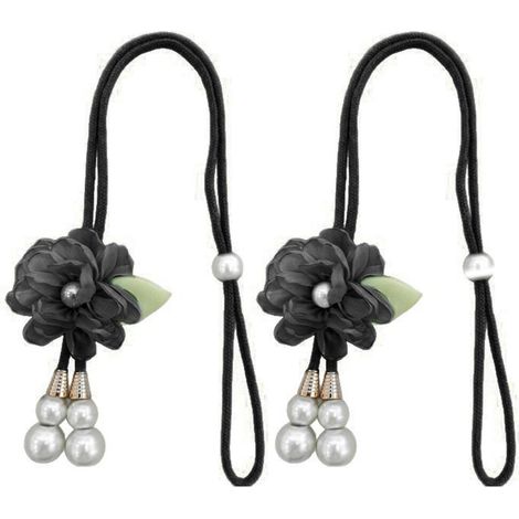 Set di 2 supporti decorativi per bastoni per tende, clip incluse - Nero