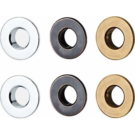 Set mit 6 Überlaufringen aus Messing – Chrom-Finish und schwarze Patina – 30 mm Durchmesser für Badezimmer- oder Küchenspülen (1/5)