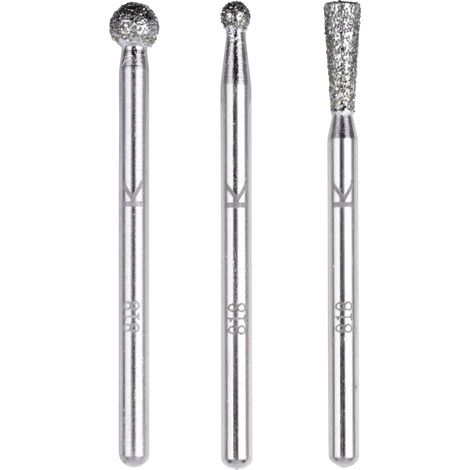 WOLFCRAFT 5988000 JEU DE GOUPILLES DE PONÇAGE DIAMANTÉES, SPHÉRIQUES ET CONIQUES, 3 PIÈCES 1 SET (1/4)