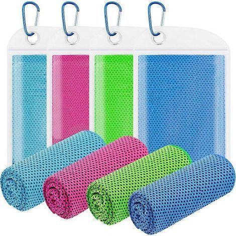 Lot de 4 serviettes rafraîchissantes 102 x 30 cm, pour le cou et le visage