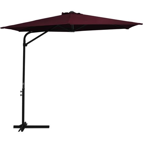 Parasol d'extérieur déporté avec mât en acier 300cm Rouge bordeaux (1/5)