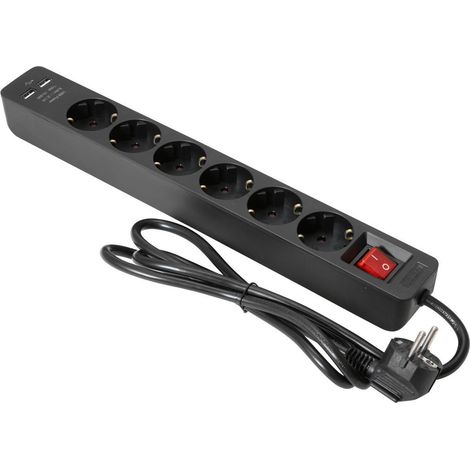 Regleta eurolite on-1 6 enchufes 2 puertos USB