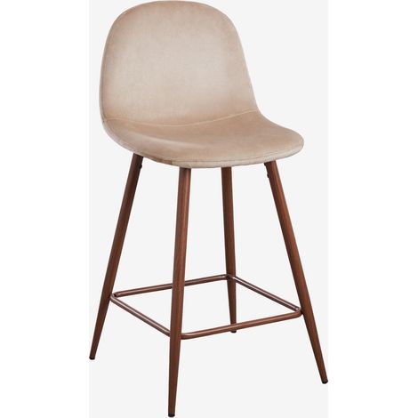Sgabello alto Glamm in velluto SKLUM        Marrone Grano Legno scuro   