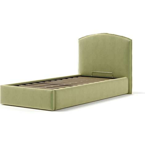 letto singolo contenitore "moon" in tessuto verde 90x190 cm
