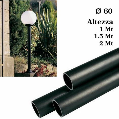 Palo per Lampione da Giardino Policarbonato Nero Illuminazione Lanterna Sovil - Altezza Palo: 1 Mt