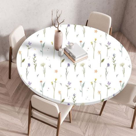 3D-Rundtischdecke mit Gummizug runde Tischdecke elastisches Spannbettlaken rutschfester Rundtischschutz waschbar geeignet für Zuhause Hotel 80 cm (1/5)