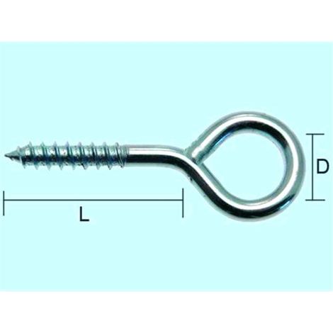 Occhioli a vite - 19x50 - Filo   3,50 - L 20 mm. - D 10 mm. Conf. 200 Pz