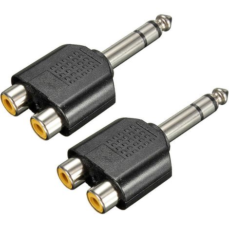 Convertisseur répartiteur audio en Y : 2 prises stéréo mâles 6,35 mm (1/4 pouce) vers 2 prises RCA femelles. (1/5)