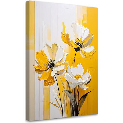 Stampe su Tela, Fiori gialli su uno sfondo giallo brillante - 20x30 (1/2)