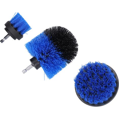 Kit de 3 Brosses pour Nettoyage à la Perceuse - Accessoires de Lavage pour Carrelage, Tapis, Sols - Puissant et Efficace Bleu (1/5)