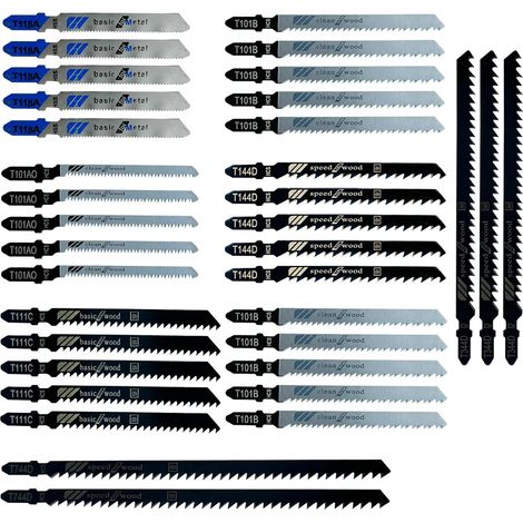 Professional 35-piece T-shank jigsaw blade set, basic, for cutting metal, wood, T118A/T144D/T101BR/T101AO/T111C/T744D/T344D, for particle board, plywood (1/5)