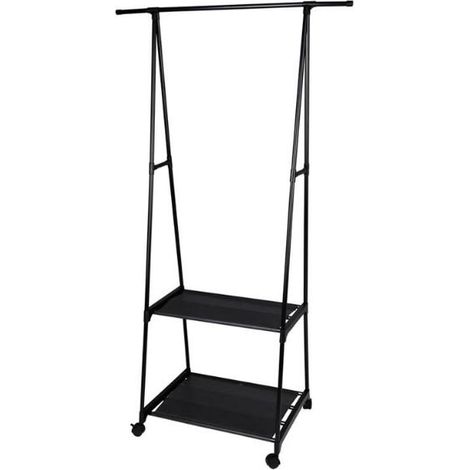 STORAGE perchero ruedas 2 baldas 55/85x45x157 cm , Perchero ruedas 2 baldas 55/85 x 45 x 157 cmIncluye 4 ruedas giratorias, 2 con frenoConectores de plásticoEstructura (1/2)