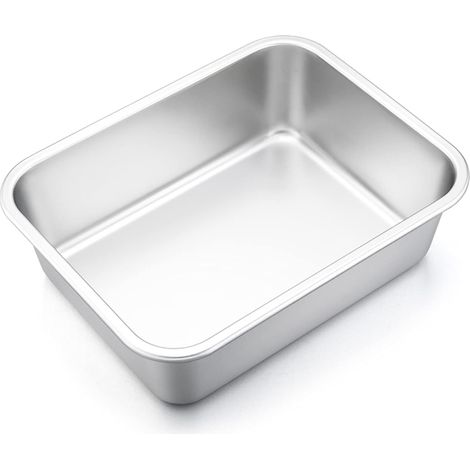 Plats Four, Plat Inox Rectangulaire, Plaque de Cuisson Idéal pour Gratin/Lasagne/Brownie/Casseroles, Résistant à la Chaleur (1/5)