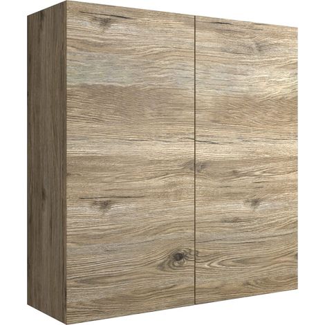 Mama Store ERA Pensile Doppio in Legno 2 ante e sistema di apertura push and pull, Laminato, QUERCIA NATURALE L. 68 X P. 22 X H. 71 Cm