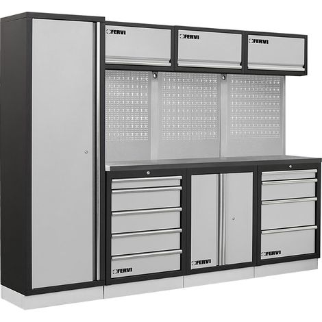 Arredamento modulare officina mobili banchi armadi cassettiere Fervi a008d (1/2)