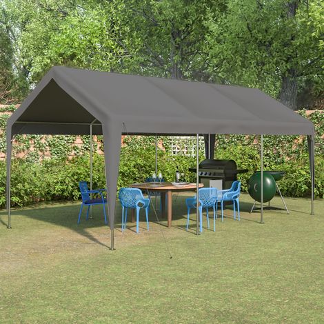 Carport garage 3x6 m gris, avec fenêtres relevables, parois et toit amovibles DESVIAE (1/5)