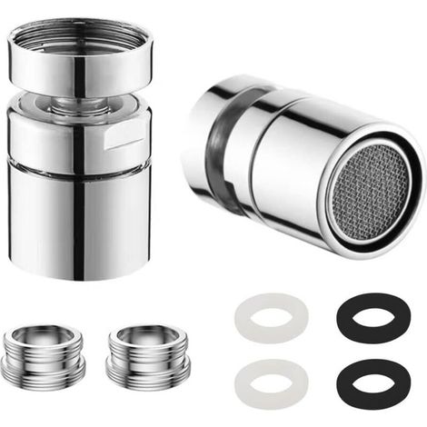 2 Pièces Aérateur de Robinet en Acier Inoxydable Filtre de Robinet d'évier Pivotant à 360° Filtre d'aérateur de Brise-Air pour Robinets de Cuisine et de Salle de Bain avec Adaptateur de Bec à Filetage