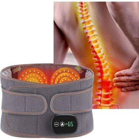 Ceinture massante pour taille - Soulagement lombalgie - Ceinture abdominale et dorsale - Taille S/M - Gris