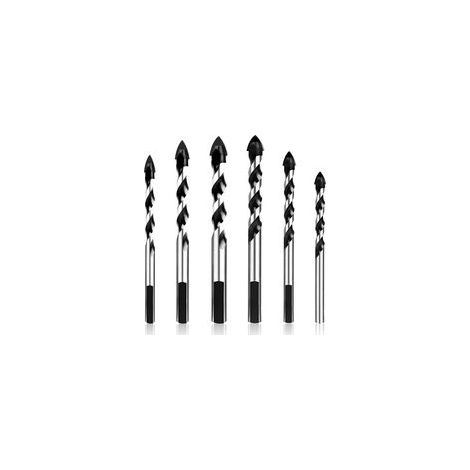Foret Carbure de Tungstene, Lot de 6 Foret Diamant en Carbure de Tungstène pour Carreaux de Céramique, Béton, Mur en Brique, Verre, Maçonnerie en Plastique et Bois (4/6/6/8/10/12 mm) (1/5)