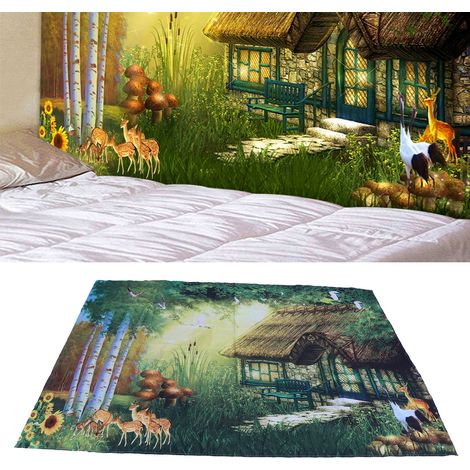Märchenhafter Wald-Wandteppich 200 cm x 150 cm, ideal für Schlafzimmer, Wohnzimmer, Studentenzimmer oder Partys. (1/5)