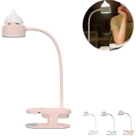 Lampe de bureau Bjxy flexible avec pince chat dessin animé, veilleuse de bureau idéale pour le bureau, la chambre et la maison (1/4)