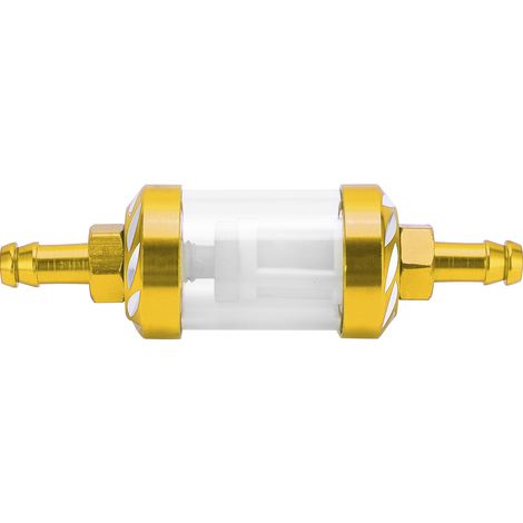 Kraftstofffilterelement aus Glas, Gehäuse aus Aluminiumlegierung, Ersatzteil für Autos, ATVs, SUVs, Motorräder und Pitbikes, gelb (1/5)