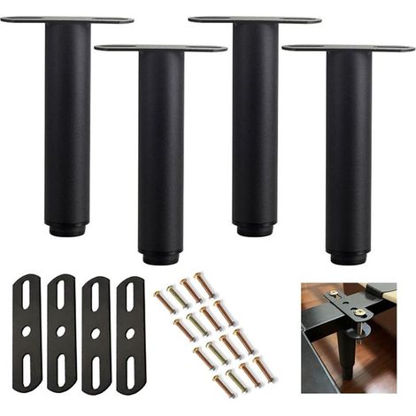 Pieds de meubles, 4 pieds de meubles réglables en métal pour cadres de lit, pieds de support centraux robustes pour sommier, 35 cm (1/5)