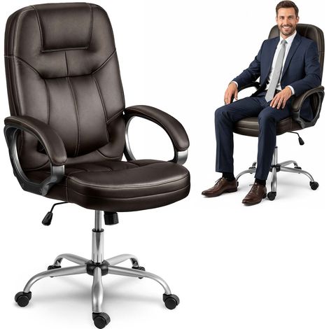 Sedia ergonomica da ufficio, marrone scuro, altezza regolabile