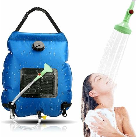 (Bleu) Douche solaire extérieure Kit solaire 20L, sac de douche de camping avec pommeau de douche Douche de jardin Douche de piscine Eau chaude Campin (1/5)