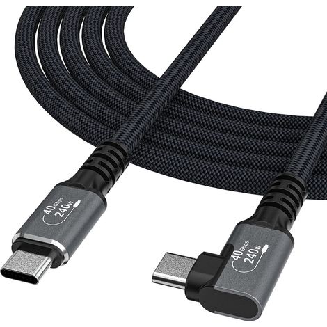Câble USB-C Thunderbolt 4 240 W 1,5 m coudé 4K - Noir (1/5)