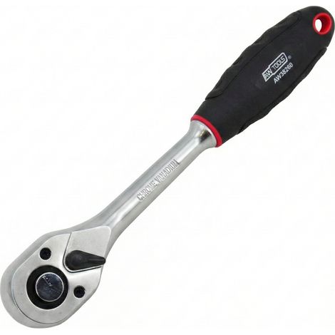 Cliquet 1/2" 72 dents Awtools Black Line, outil mécanique professionnel, précision dans les espaces restreints, manche ergonomique antidérapante, construction robuste.