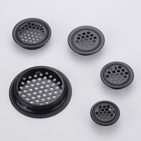 Lot de 20 grilles d’aération rondes en acier inoxydable noir 53 mm pour camping-car, salle de bain et cuisine (1/5)