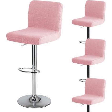 4-Piece Pink Bar Stool Cover with Backrest 35cm(D) x 35cm(W) x 30cm(H) High Swivel Bar Stool Cover Washable Stretch Waterproof (1/5)
