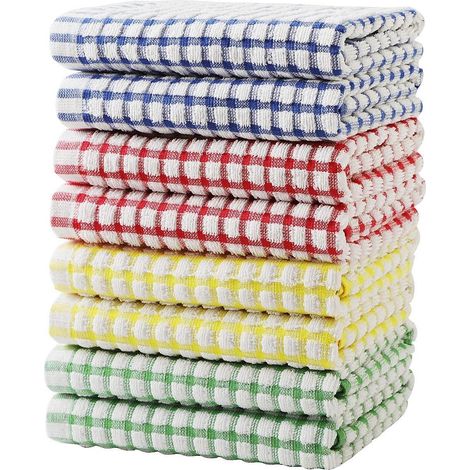 Torchons de cuisine 15 x 26 pouces, lot de 8 torchons en coton, absorbants (plusieurs couleurs, 15 x 26 pouces)