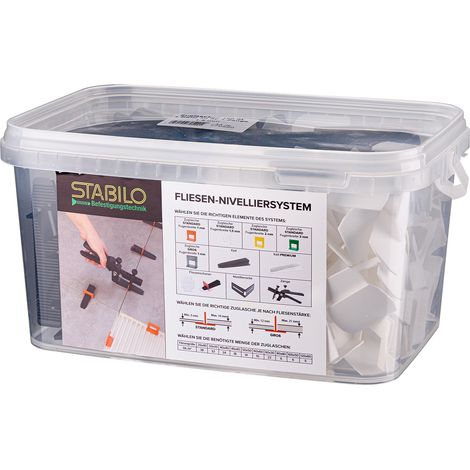 Stabilo Fliesen Nivelliersystem Verlegehilfe Set,1,5 mm Zuglaschen Keile Zange (1/4)