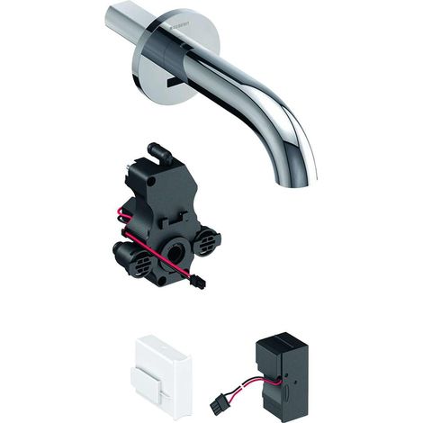 Robinet électronique pour vasques, montage mural, service de réseau, pour caisse fonctionnelle encastrée : chromé brillant L17 cm sans mélangeur (116.261.21.1) (1/4)