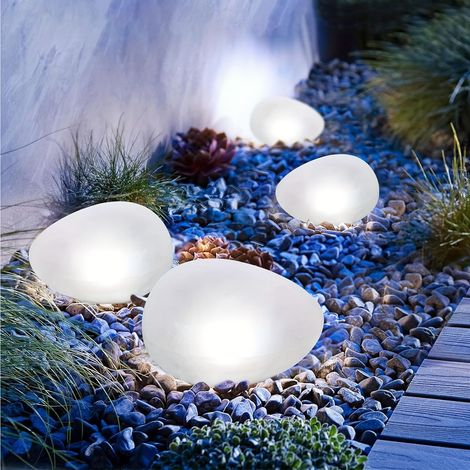 Lampes solaires de jardin extérieures éclairage décoratif avec pierres paysagères pour pelouse décoration extérieure indice IP65 lumière blanche (1/5)
