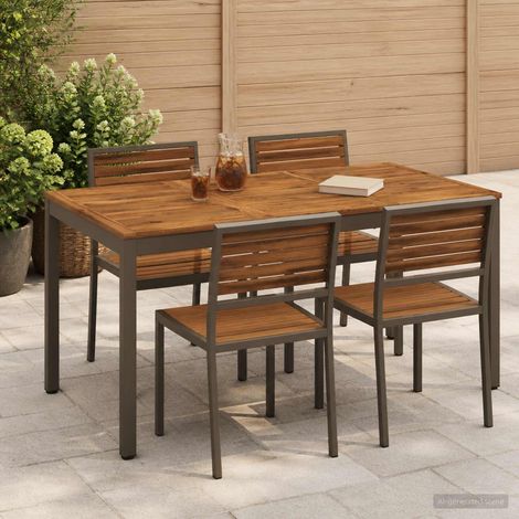 vidaXL Mesa de cena de jardín Natural y Café 141 x 80,5 x 75 cm (1/5)