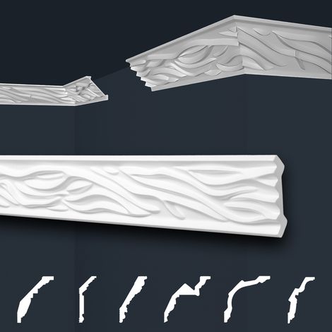 Moulures de stuc à motifs blancs – EPS Styropor ajustement forme – 20 mètres, 10 bandes de 200 cm – Dimensions 54x54mm – Marbet Design (1/5)