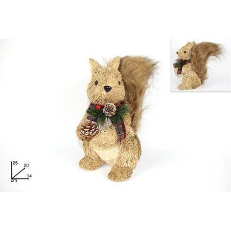 Scoiattolo con Fiocco decorato con Pigne 25 cm DUESSE CHRISTMAS