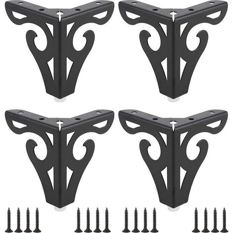 4 Pièces Moderne Pied De Table, Pied Meuble Épingle, Pied De Table En Métal, Pieds De Meubles Triangulaires, 10 Cm, Avec Vis, Pour Table Basse, Table À Manger, Table De Chevet, Armoire Et Canapé (1/5)