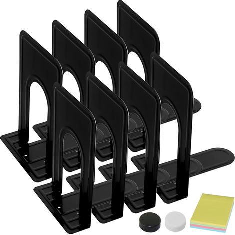 Set mit 4 Paar schwarzen Metall-Buchstützen, Maße 126×147×170 mm, für Zuhause/Büro/Schule