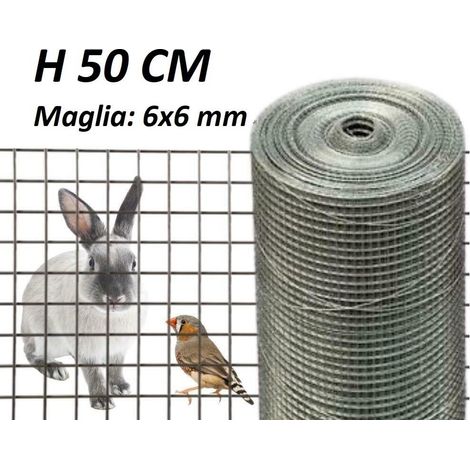 Confine RETE PER RECINZIONI ELET/ZINC maglia mm. 6x6 Ø filo mm.0,60-H cm. 50 (1/3)
