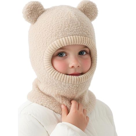 Kinder Schlupfmütze mit Schal, warm gefüttert, für Mädchen & Jungen (1/5)