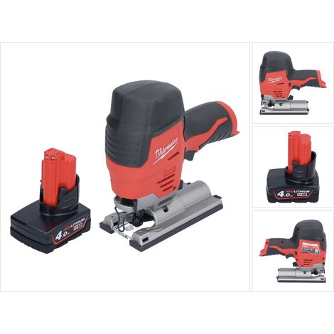 Sega a gattuccio a batteria Milwaukee M12 JS-401 12 V + 1x batteria 4,0 Ah - senza caricabatterie