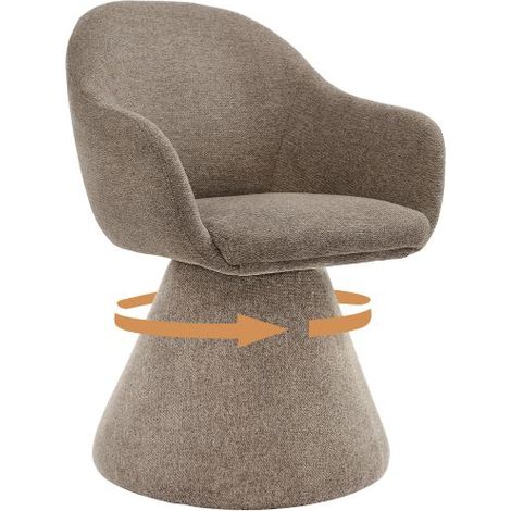 GOEURVANT Tela Silla de comedor Color Arena, Set de 1, giratoria 360°, silla tipo capullo ergonómica con base tapizada y acolchado denso (1/5)