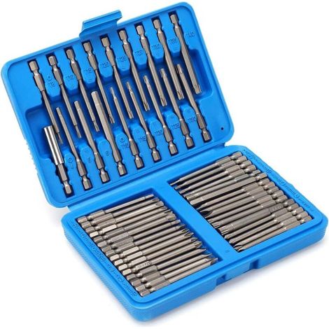 Ensemble de tête de tournevis, poitrine de foret avec boîte, magnétique comprenant hexagonal, torx, carré, fendu, foret étoile, foret à clé, un ensemble (50 pièces) (1/4)