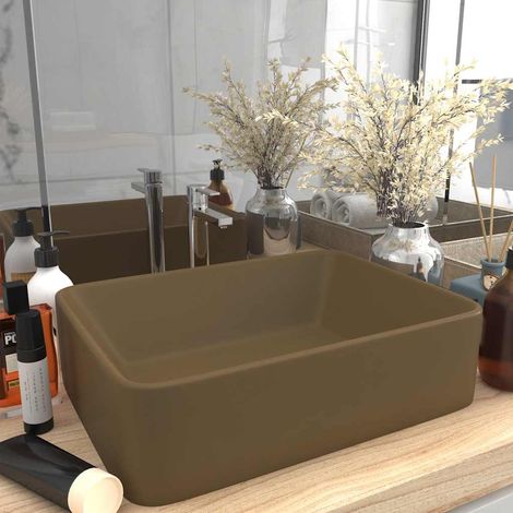 vidaXL Lavabo de luxe Crème mat 41x30x12 cm Céramique (1/5)